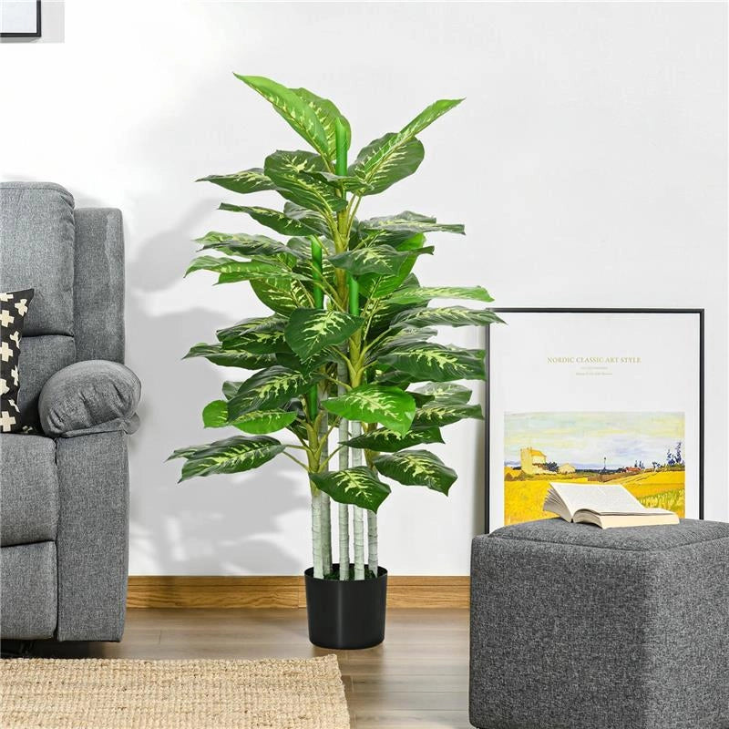 PIANTA ARTIFICIALE DECORATIVA ALTA 120 CM CON VASO NERO PER INTERNI ED ESTERNI