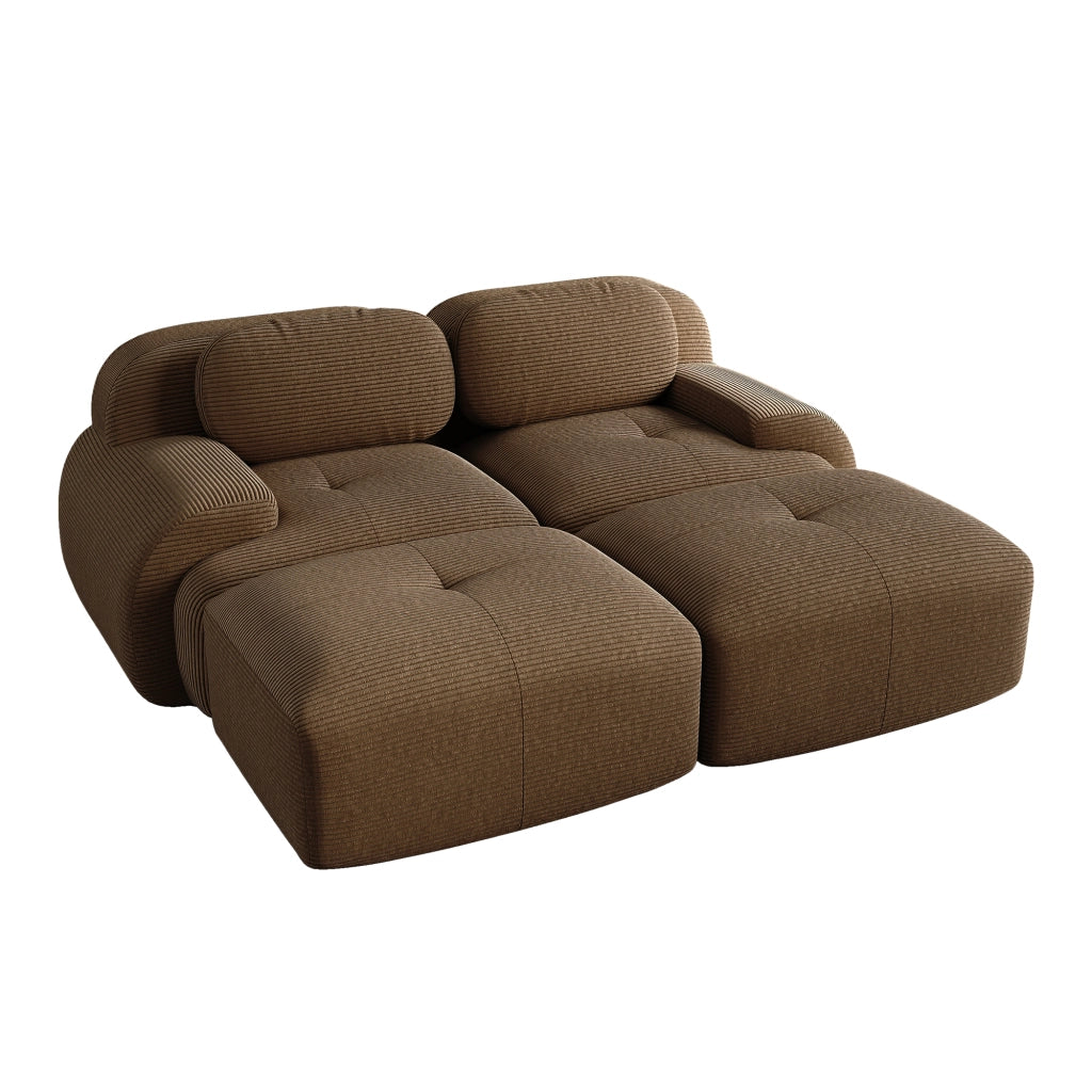 Divano 2 posti in tessuto cord - Zephmum - Modulare, combinabile con chaise longue, antiscivolo, ergonomico, imbottitura elastica