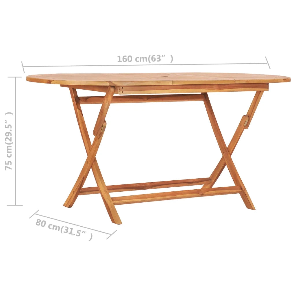 Set da Pranzo da Giardino 9 pz Pieghevole in Massello di Teak cod mxl 44993