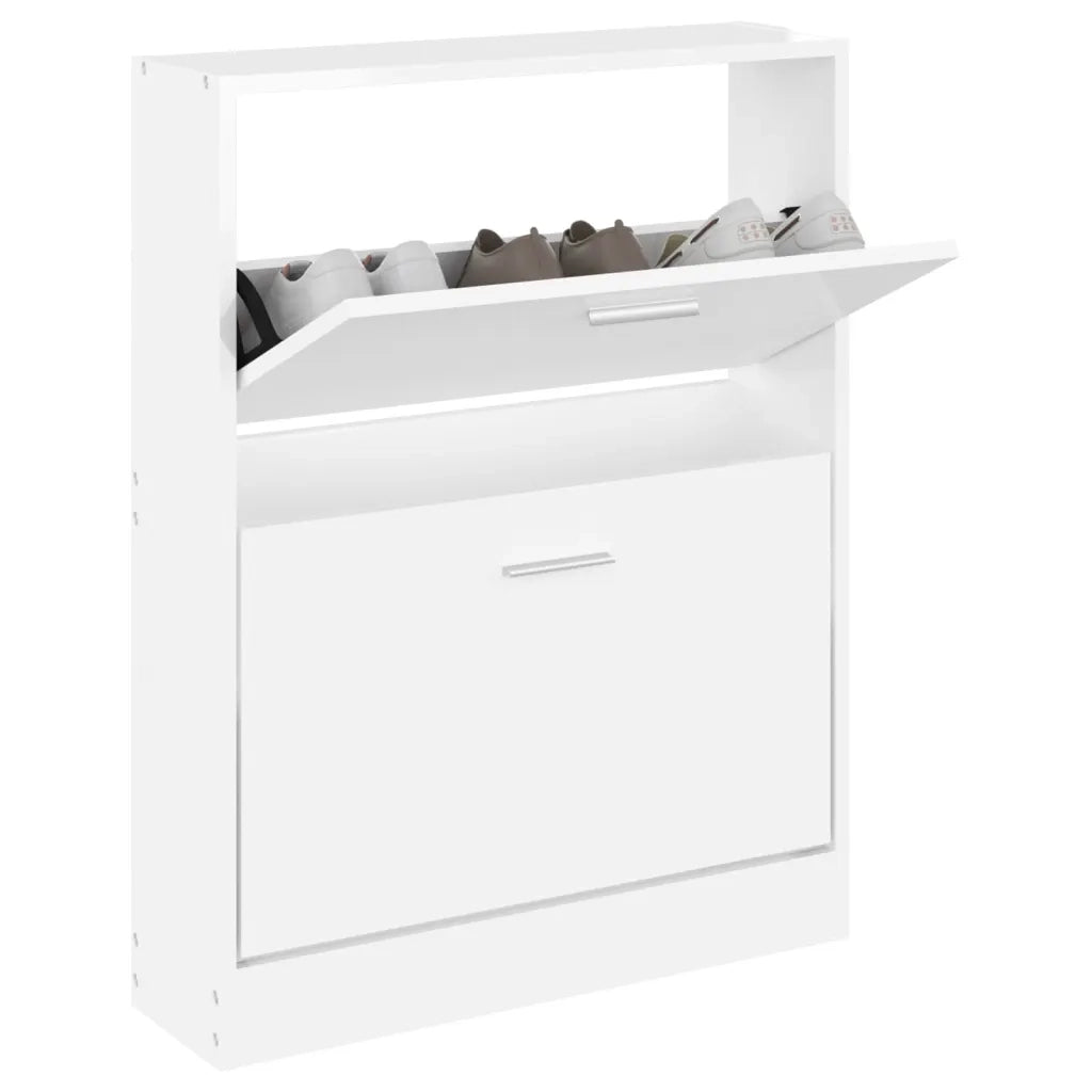 Scarpiera Bianco Lucido 59x17x81 cm in Legno Multistrato 342538