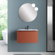 Mobile bagno sospeso 80 cm color terracotta opaco cannettato con cassetto e lavabo Nara