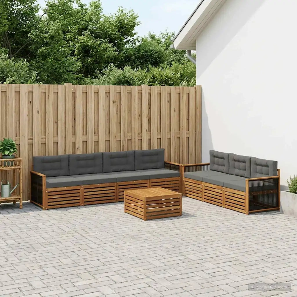 Set di divani da esterno con cuscino 8 pcs Naturale e Antracite 3383115