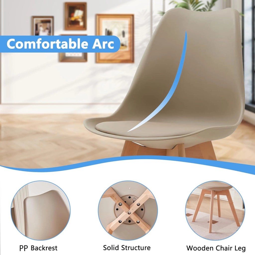 GrandCA HOME Set di 6 Sedie Imbottite per Sala da Pranzo Con Gambe in Legno Massello di Faggio, Adatte per Sala da Pranzo, Soggiorno, Cucina, Camera da Letto, Cachi