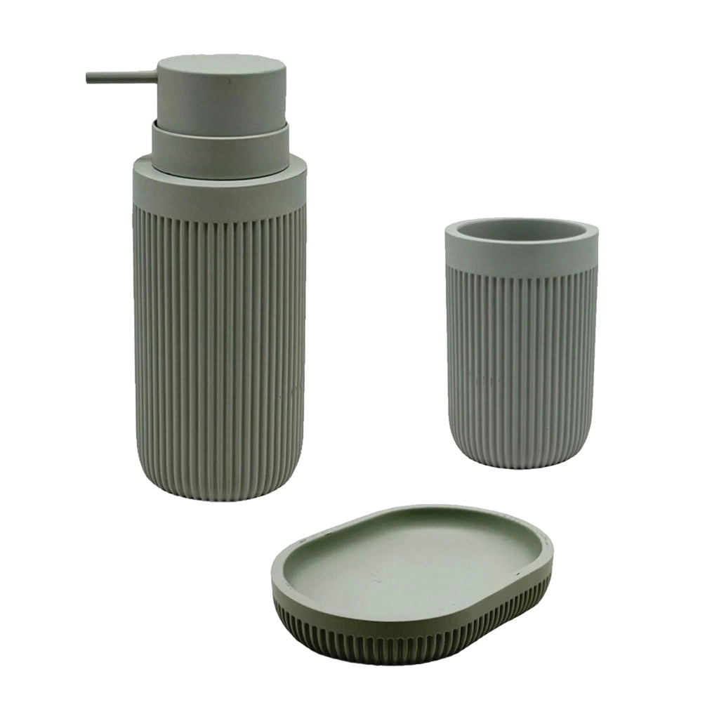 Set di 3 accessori bagno design contemporaneo armonia bagno in poliresina grigio 13_0017907