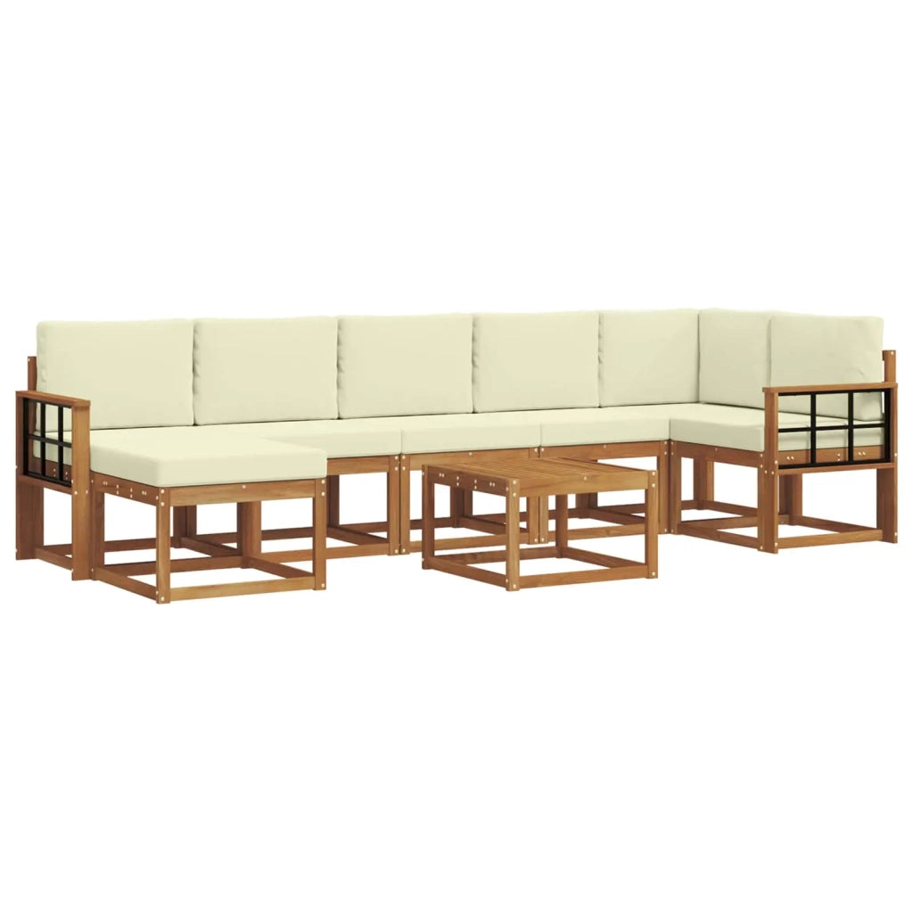 Set di divani da esterno con cuscino 8 pcs Naturale e Crema
