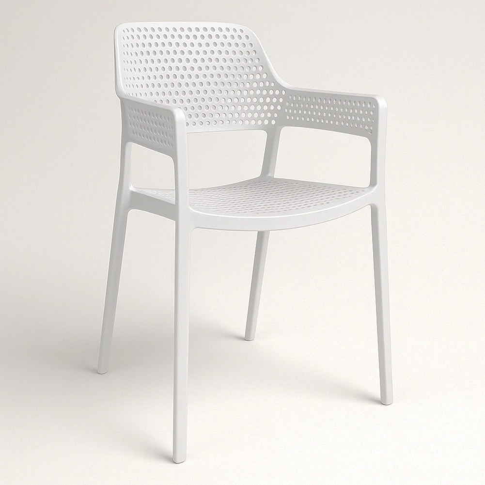 Set 4 Sedie Ergonomiche in Polipropilene Bianco con Schienale e Seduta Forati