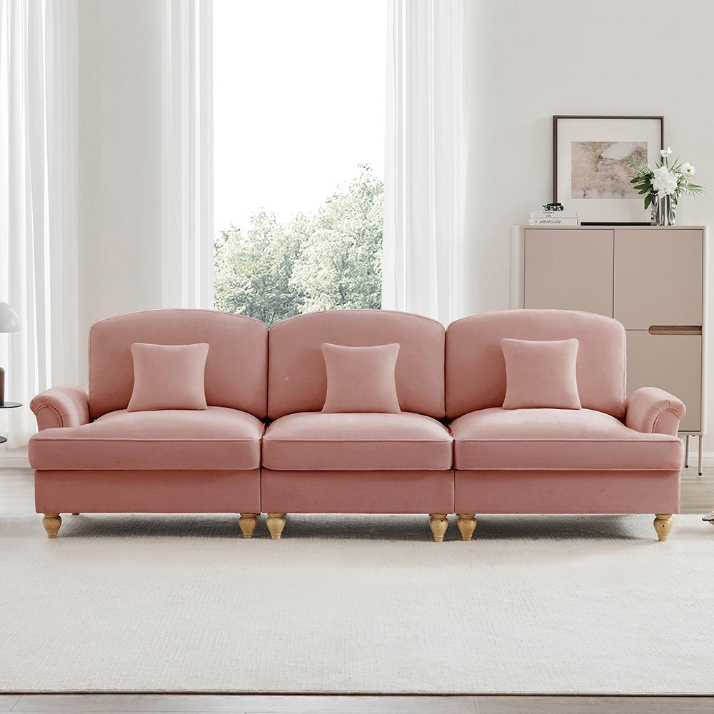 Divano 3 posti classico - Xylo - Stile mid-century, chenille, rosa