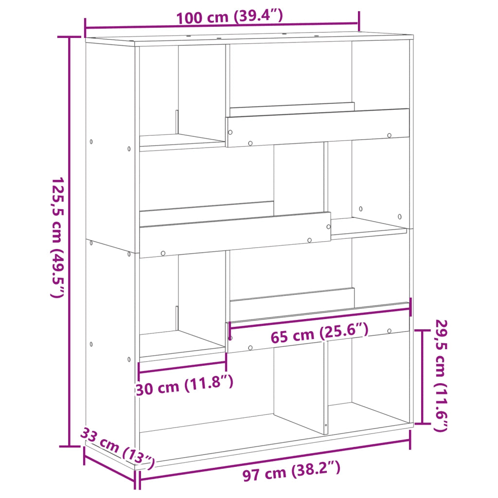 Libreria Grigio Sonoma 100x33x125,5 cm in Legno Multistrato 3309335