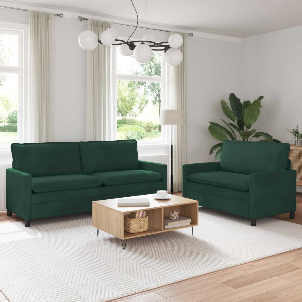 Set di divani 2 pcs Verde scuro Velluto