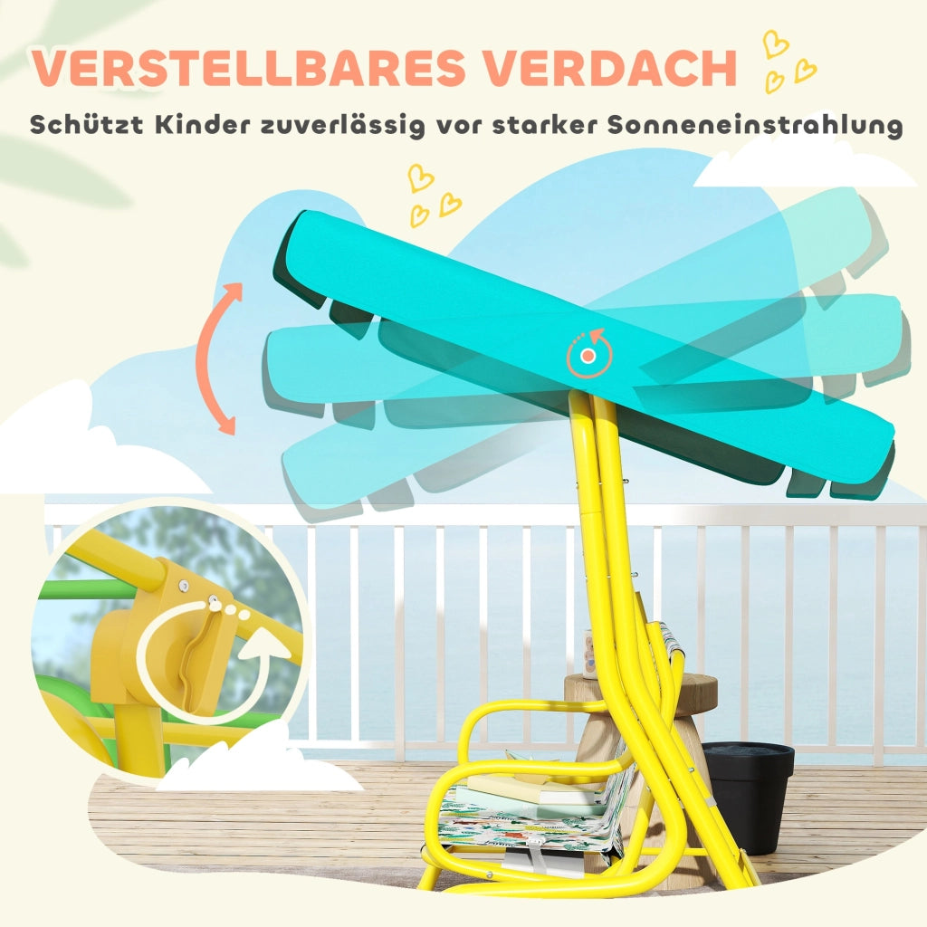 Dondolo da giardino per bambini 2 posti con tettuccio regolabile ¨C Xylo ¨C verde, 112x75x120cm