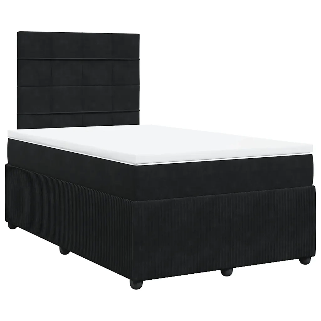 Giroletto a Molle con Materasso Nero 120x200 cm in Velluto 3294612