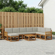 Set di divani da esterno 9 pcs Naturale e Grigio Chiaro