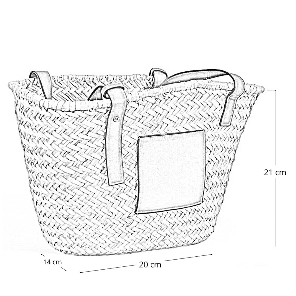 Borsa mare Erba Spring paglia intrecciata con manici in cuoio 20x14x21cm piccola