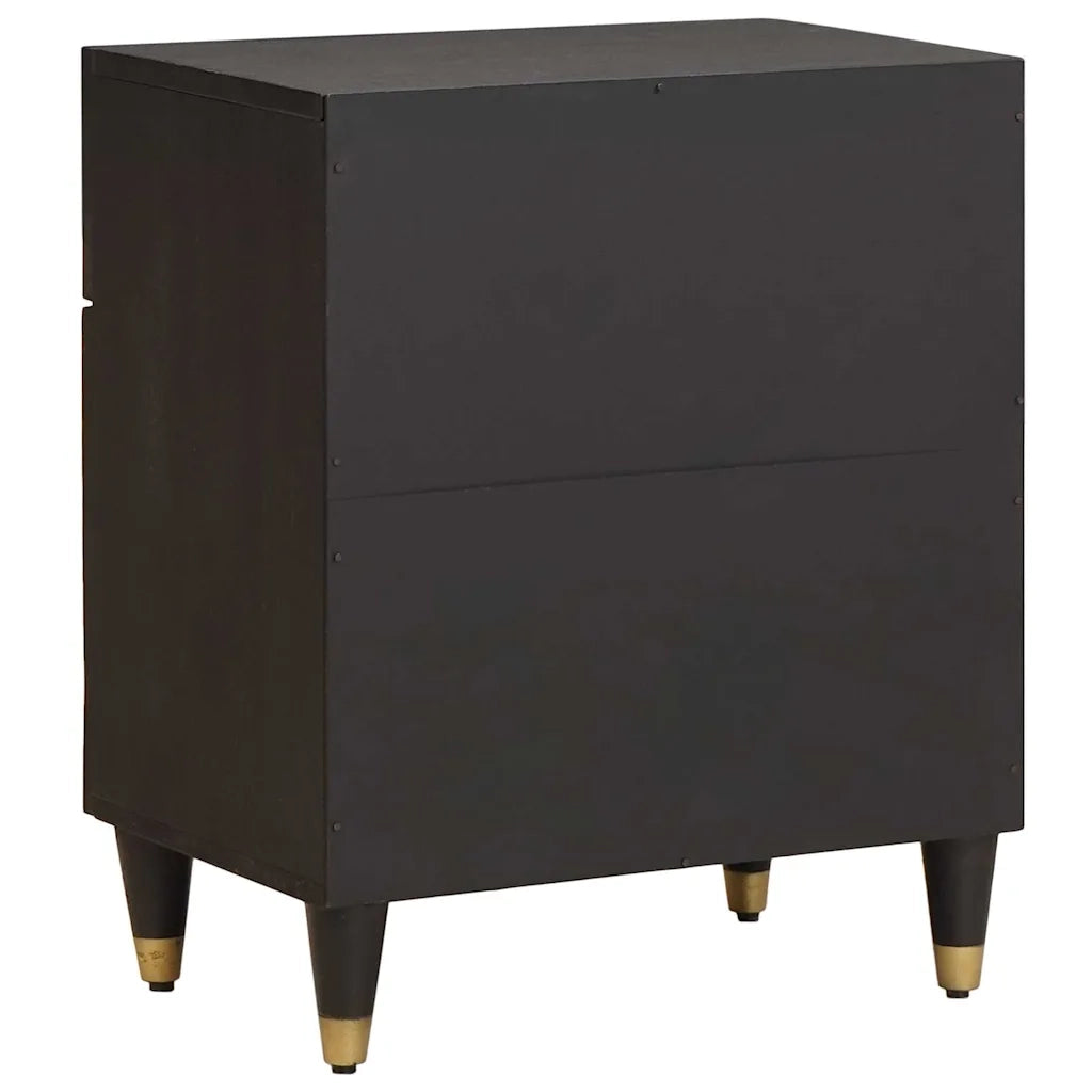 Comodino con porta Nero 50 x 33 x 60 cm Legno di mango massello