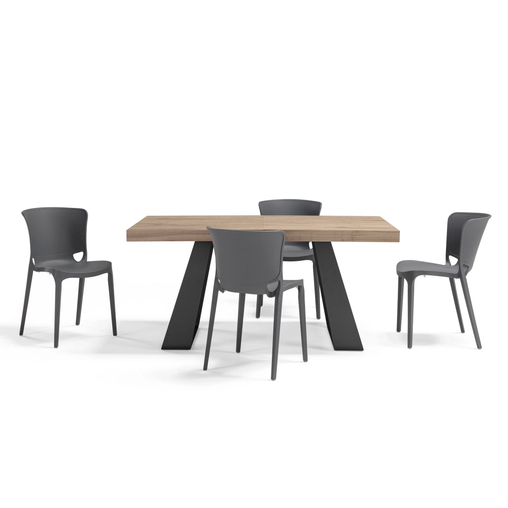 Tavolo allungabile da pranzo Noce 160x90 MADE IN ITALY modello ARGO fino a 240 CM per sala da pranzo, cucina e soggiorno, design moderno con top melaminico