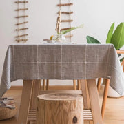 Tavolo rettangolare con tovagliato in cotone e lino duraturo, gas a quadri liscio con bordure, tovagliato per decorazione tavola da cucina (135 x 250 cm, grigio)
