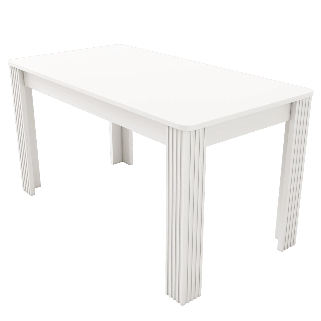 Tavolo da pranzo con piano ampio e 4 gambe stabili, in truciolare, per cucina e sala da pranzo, bianco moderno