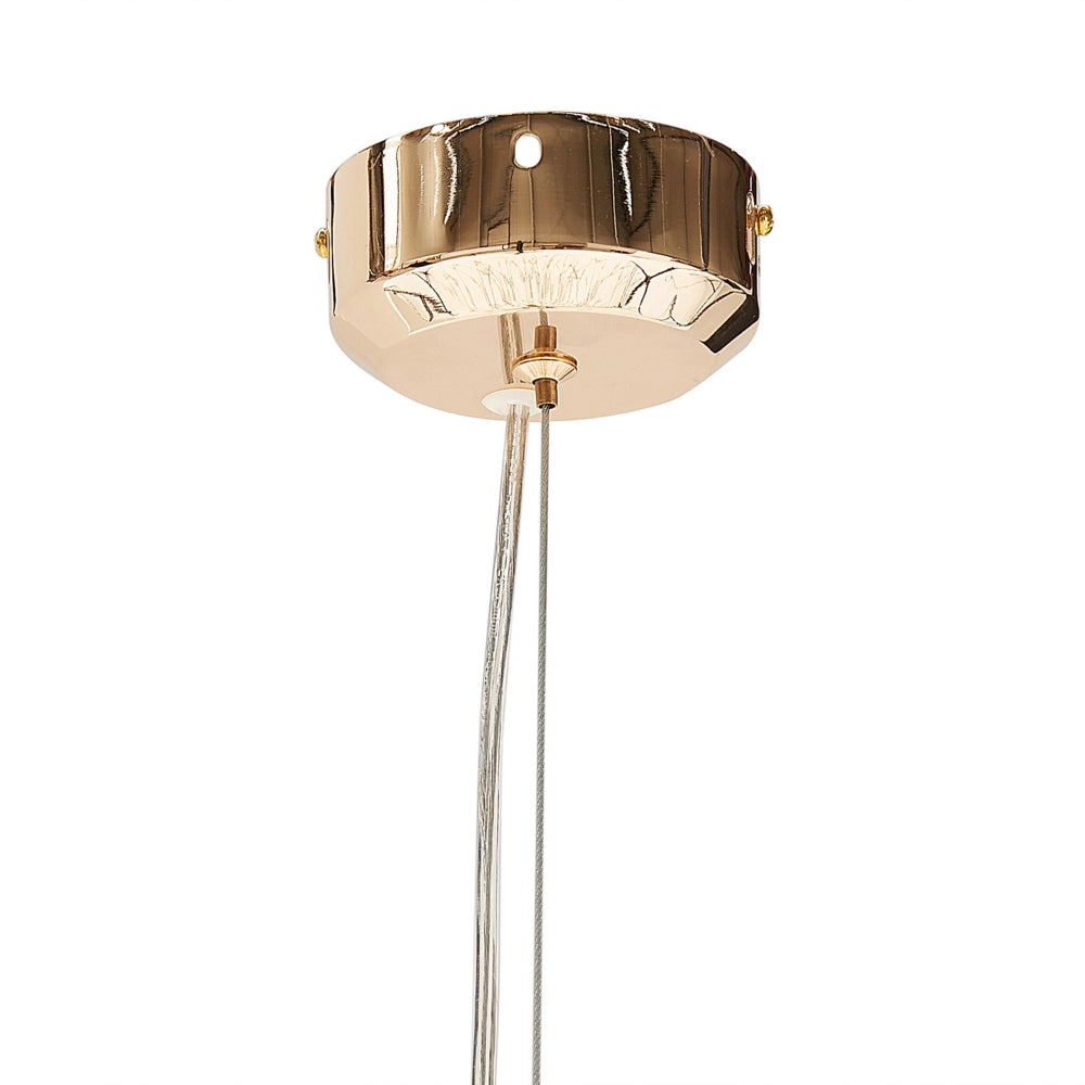 Lampada a sospensione in cristallo Base metallica dorata Perle di vetro Crystaal 8 attacchi Design contemporaneo
