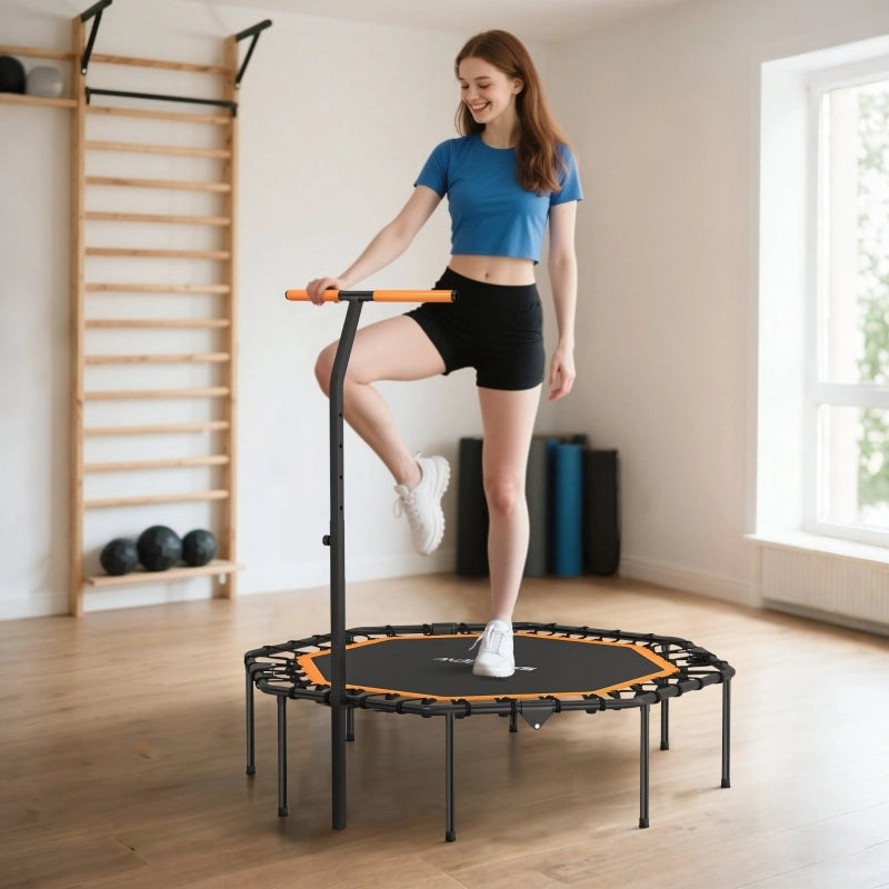 Trampolino fitness pieghevole con manico regolabile in plastica nero 128 × 120 × 98-126 cm