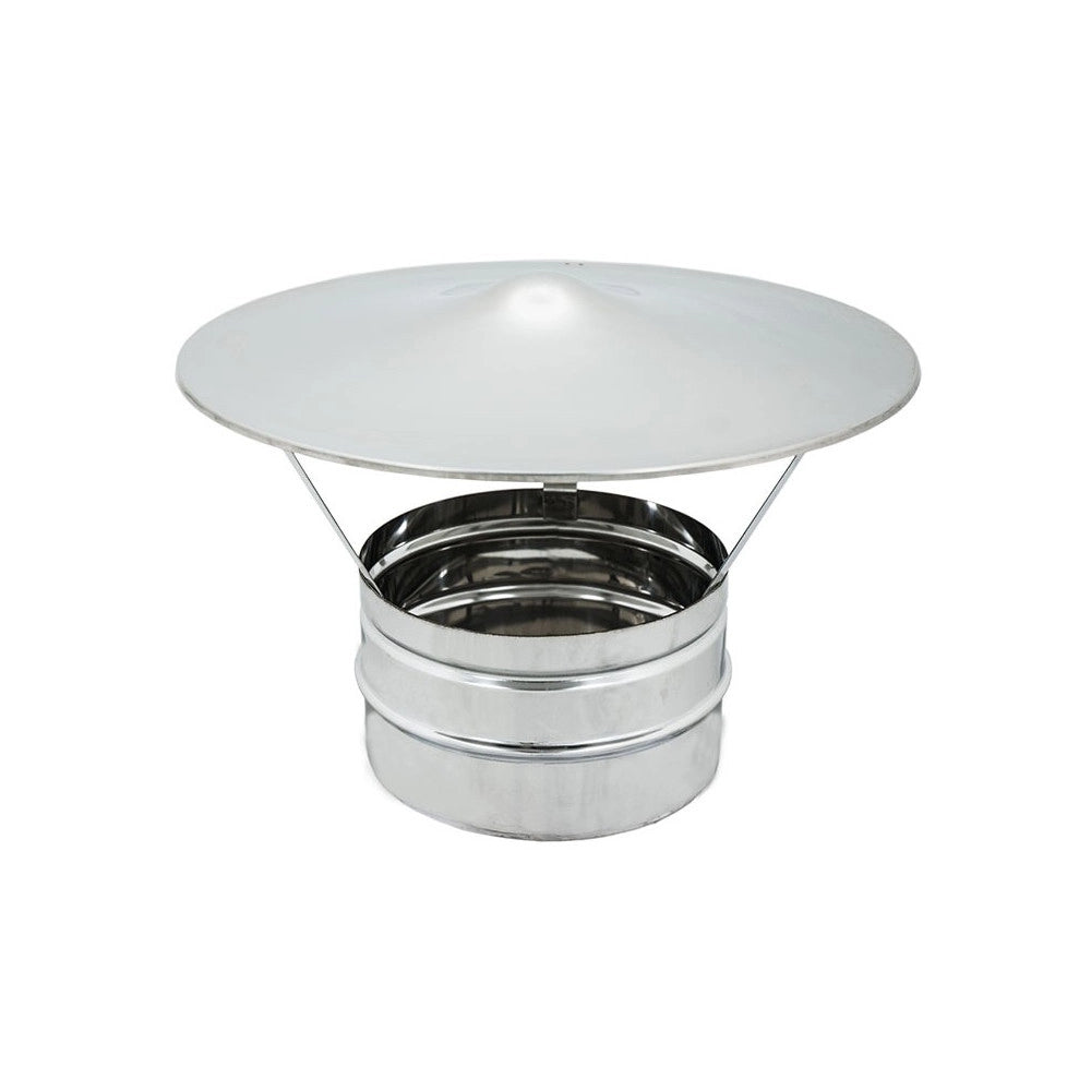 Fumaiolo da 250mm tipo cinese inox base tonda innesto m maschio