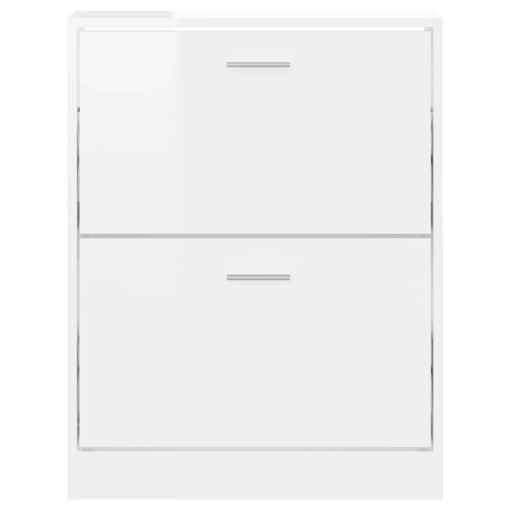 Scarpiera Bianco Lucido 59x17x81 cm in Legno Multistrato 342538