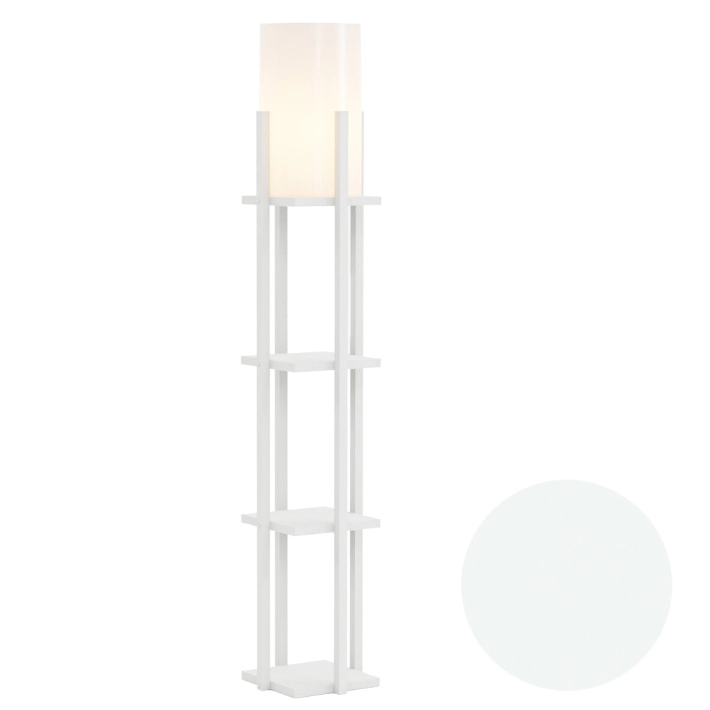 Lampada a Mobiletto Stourbridge Paralume Cilindrico Scaffale Bianco - lux.pro
