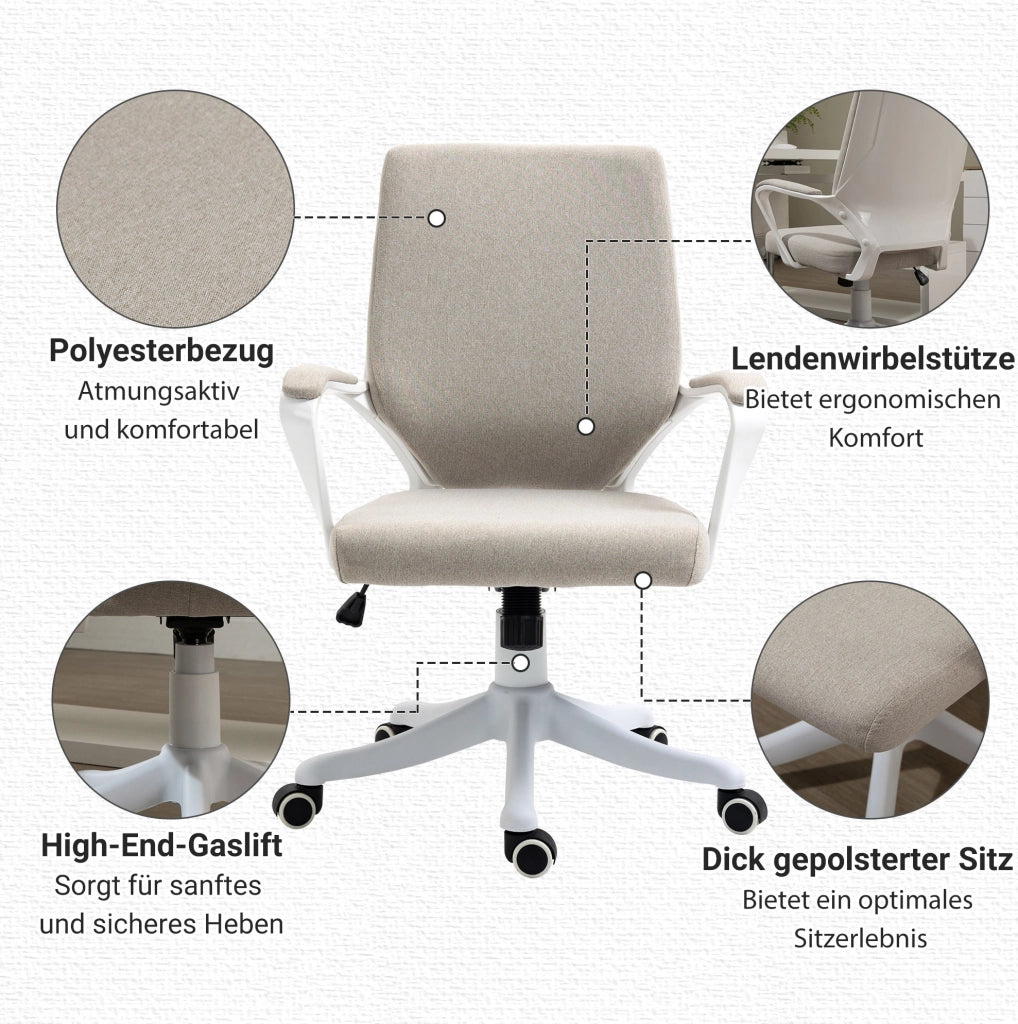 Sedia da ufficio ergonomica beige con supporto lombare