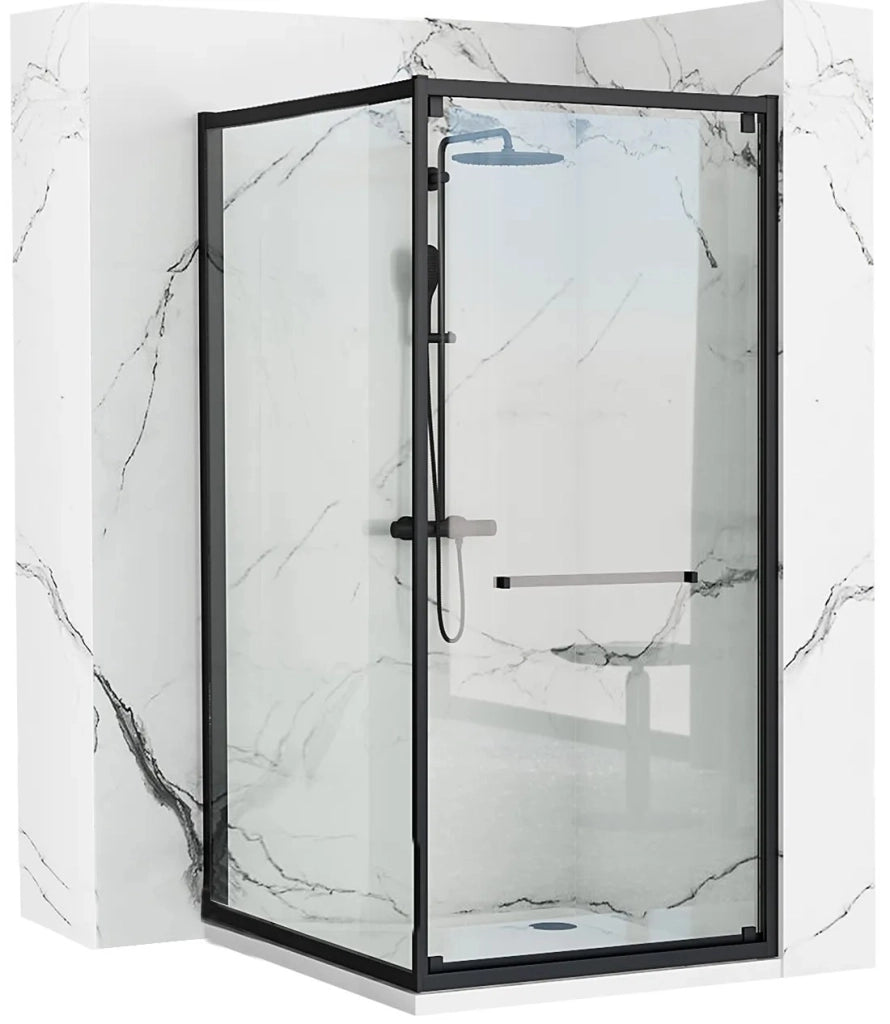 Cabina Doccia Rea Space In Black 80x100 con piatto doccia Savoy