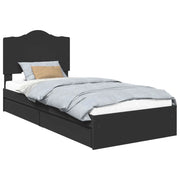 Letto singolo | Letto per adulti | Letto con Contenitore Nero 90 x 190 cm Legno multistrato