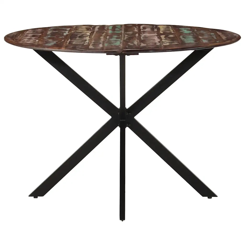 Tavolo da Pranzo Ã˜110x78cm Legno Massello di Recupero e Acciaio cod mxl 12670