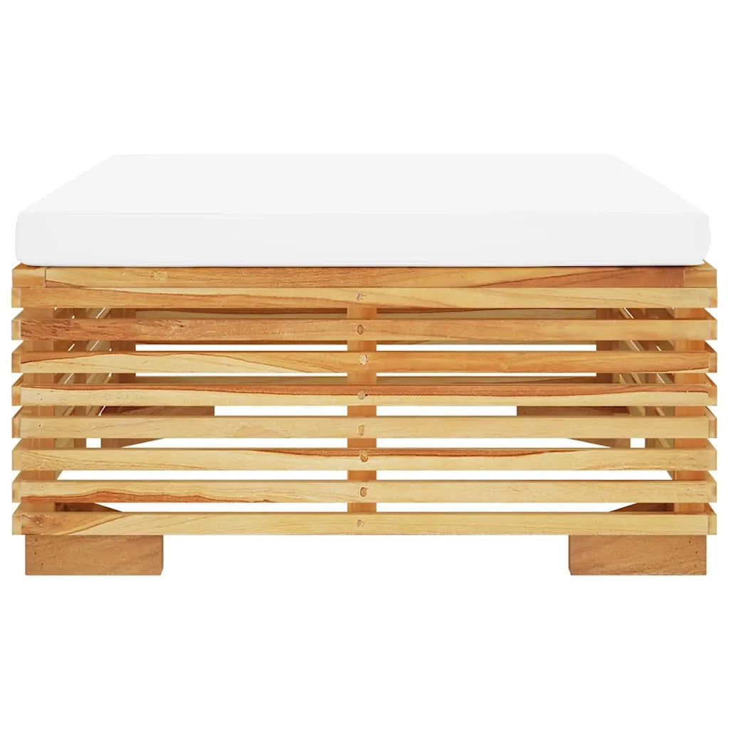 Sedia da giardino-Poggiapiedi da Giardino con Cuscino Crema Legno Massello Teak