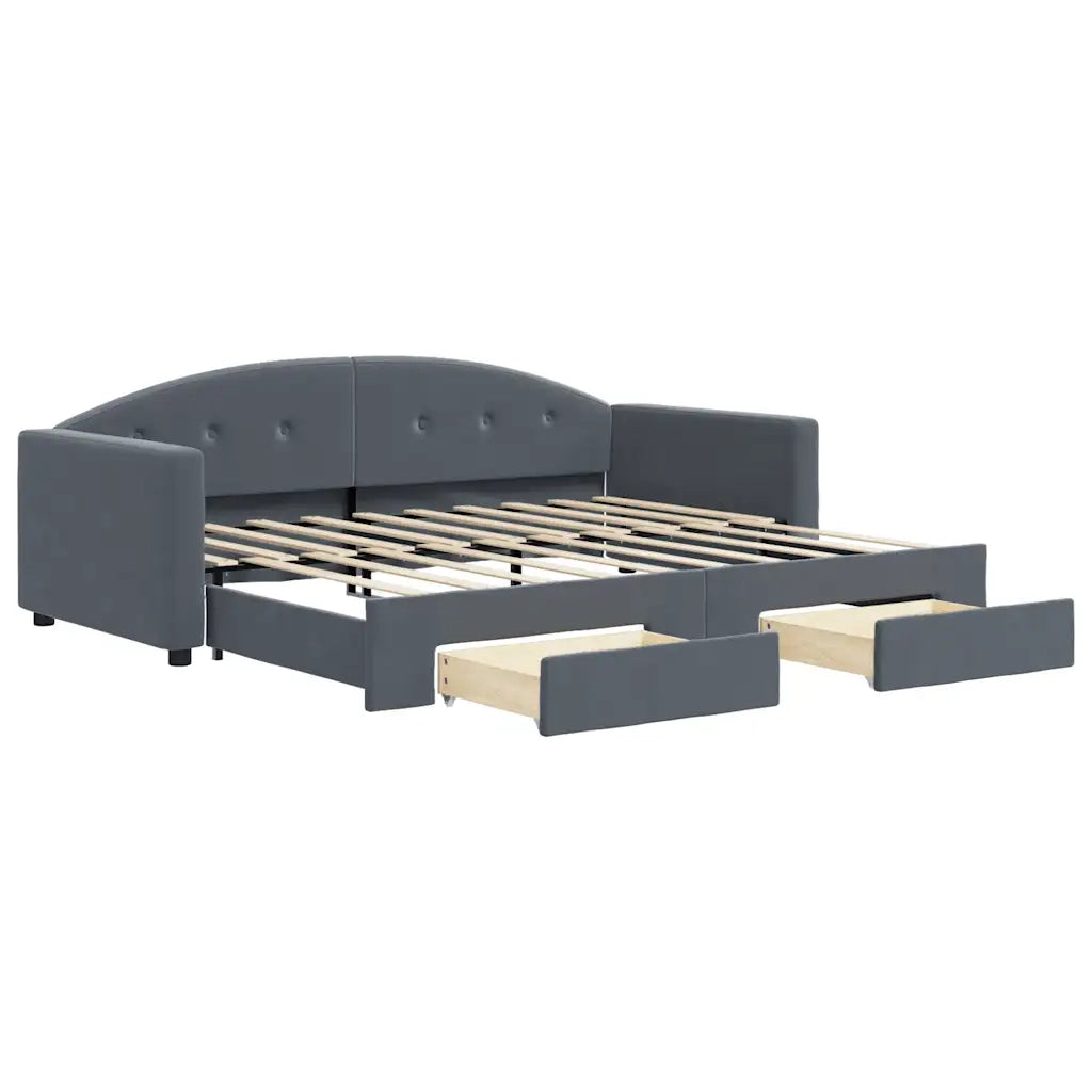 Divano Letto Estraibile Cassetti-Sofa Letto-Daybed Grigio Scuro 90x190cm Velluto 356983