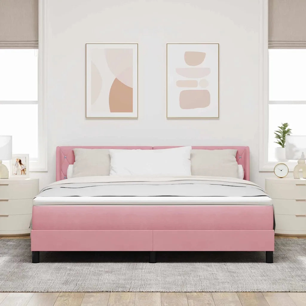 Letto a molle con materasso Rosa 200 x 180 cm Poliestere