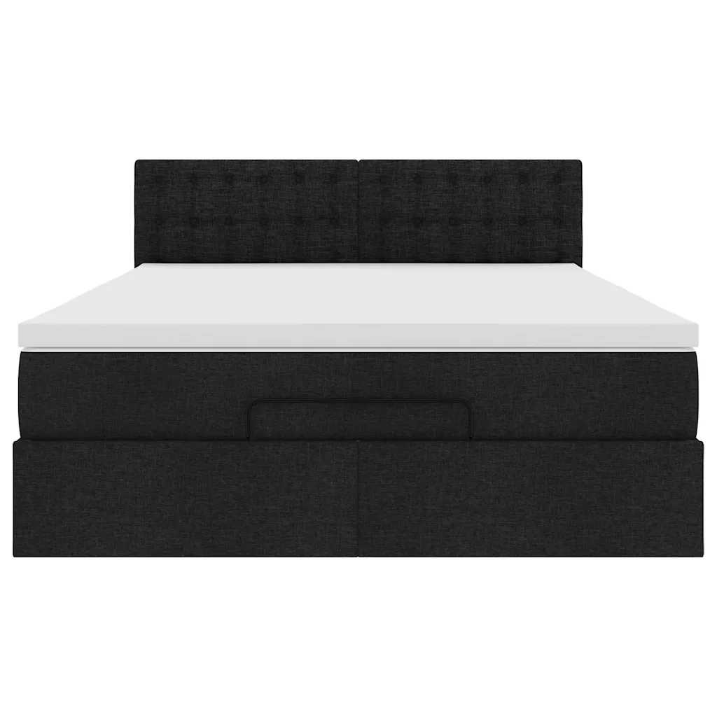 Pouf Letto con Materasso e LED Nero 140x190 cm 3312473