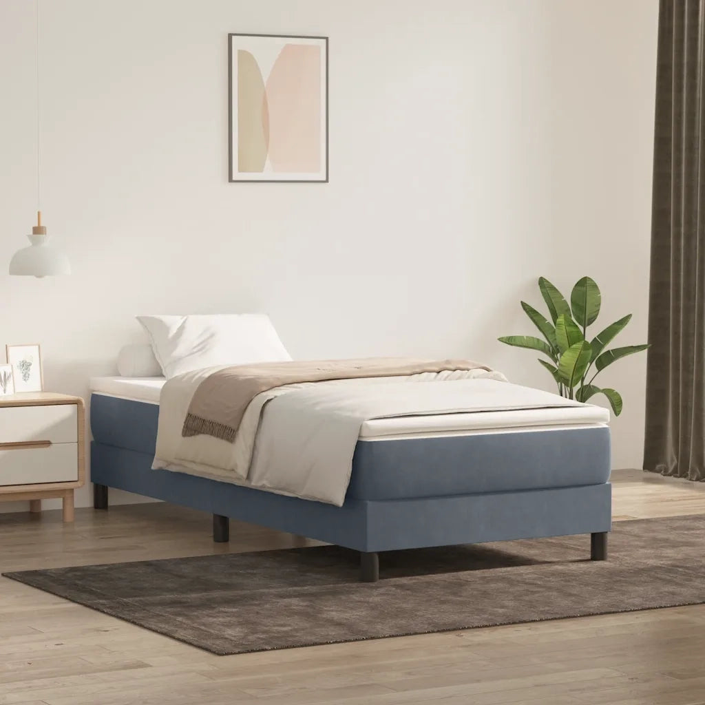 Giroletto a Molle senza Materasso Grigio Scuro 80x210cm Velluto