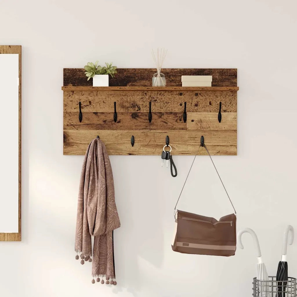 vidaXL Appendiabiti a muro Legno vecchio 80 x 40 x 12 cm