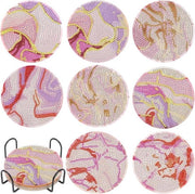 Sostegni per dipinti in vetro - sostegni per bicchieri - 6 pezzi - oceano rosa - marmo