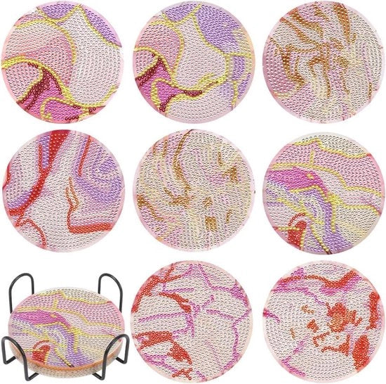 Sostegni per dipinti in vetro - sostegni per bicchieri - 6 pezzi - oceano rosa - marmo