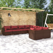 Set Divani da Giardino 8 pz con Cuscini in Polyrattan Marrone 3102755
