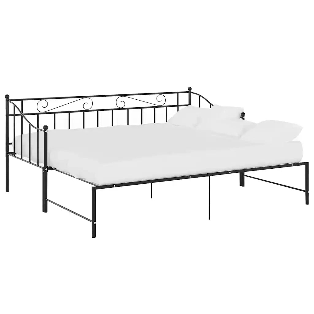 Telaio Divano Letto Estraibile Nero in Metallo 90x200 cm 324776