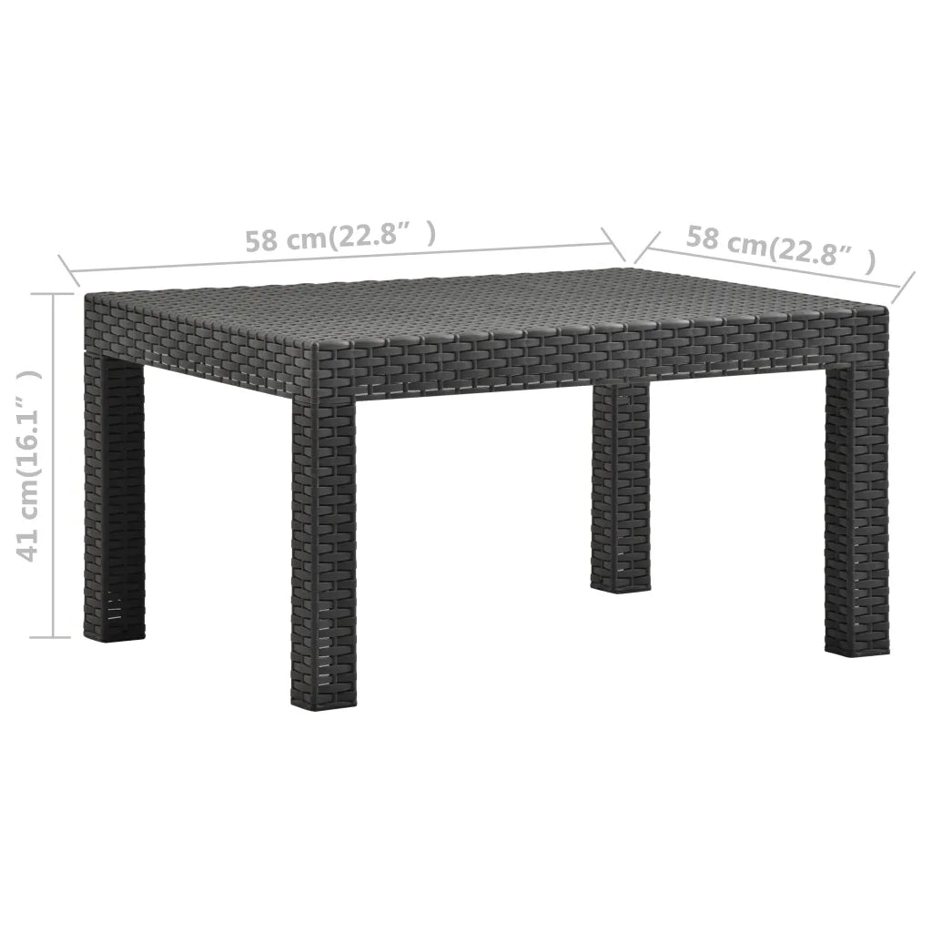 Tavolo da Giardino Antracite 58x58x41 cm in Rattan PP cod mxl 34429