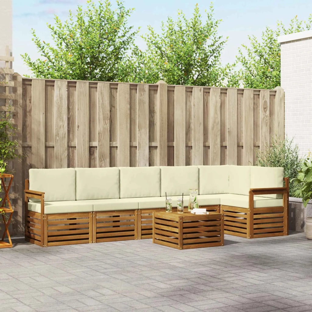 Set divano sezionale con cuscino 7 pcs Naturale e Crema 3374915