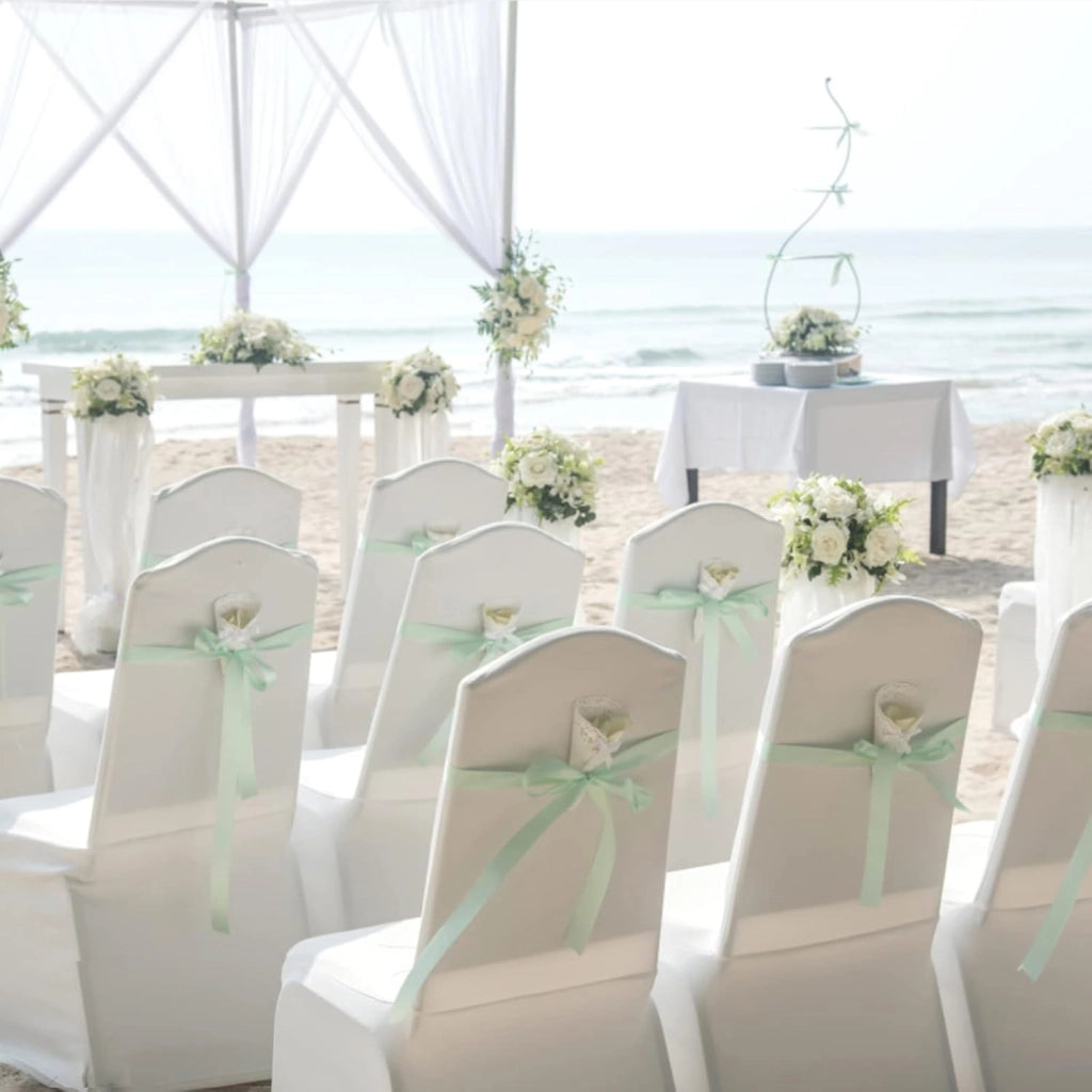 Set di 50 coprisedia universali, colore bianco, per feste, matrimoni e celebrazioni