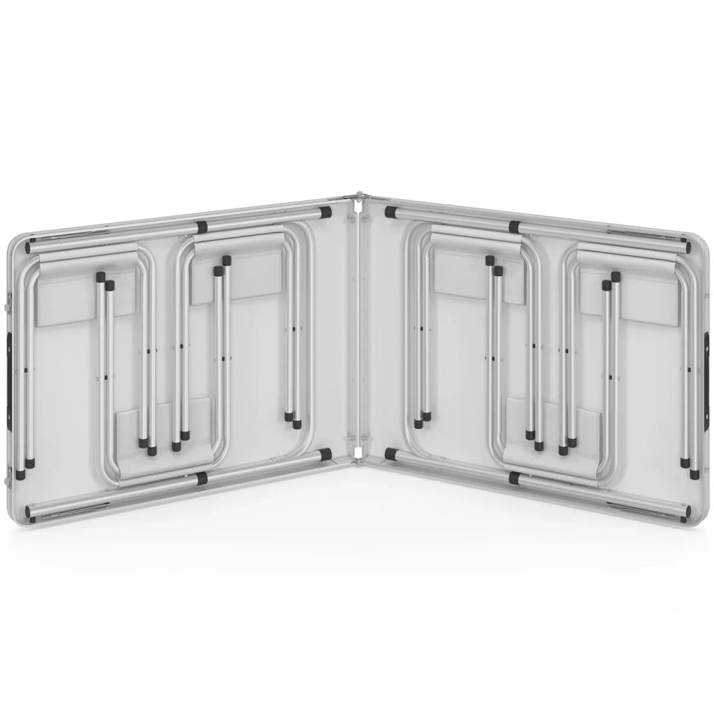 IDMarket - Tavolo da campeggio pieghevole regolabile in altezza da 160 cm e 6 sgabelli bianchi