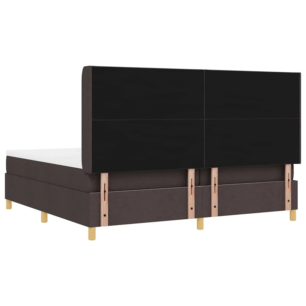 Letto a molle con materasso Marrone Scuro 200 x 200 cm Tessuto