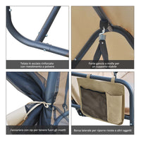 Dondolo 3 Posti da Giardino con Zanzariera Schienale Reclinabile per Funzione Letto Caffè? Chiaro