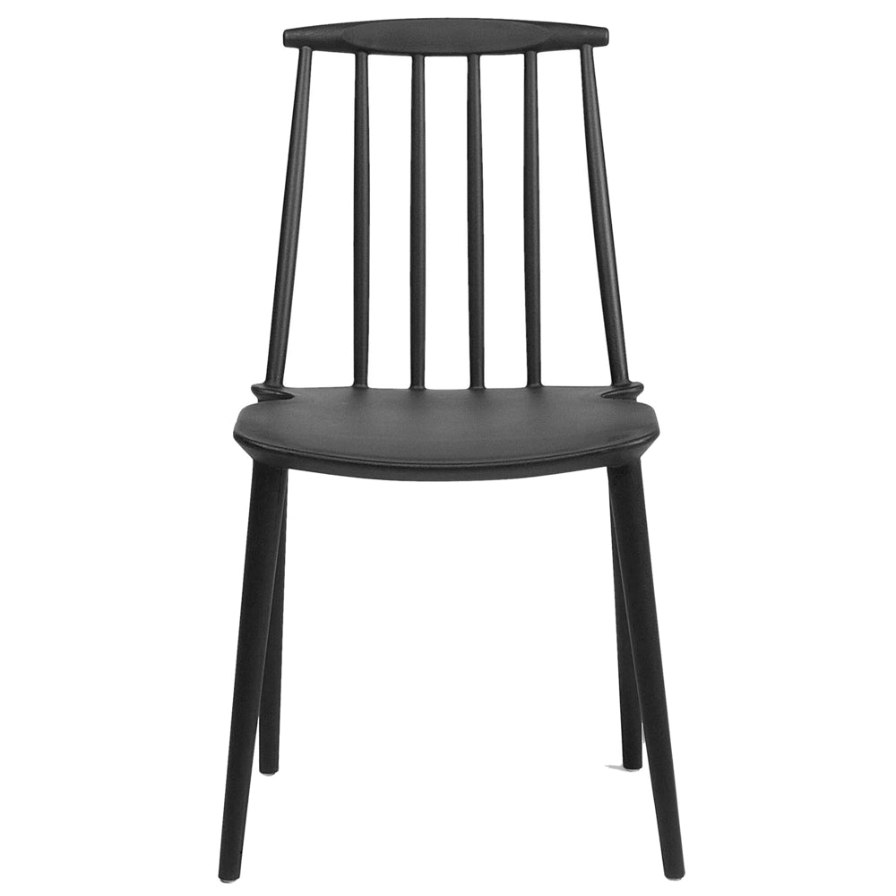 Set di 2 sedie da pranzo in materiale sintetico Nero con schienale a doghe senza braccioli dal design tradizionale