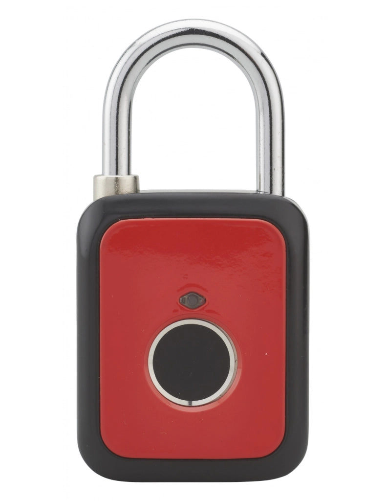 Lucchetto biometrico a impronta digitale, da esterno, arco in acciaio, 45mm, rosso - THIRARD