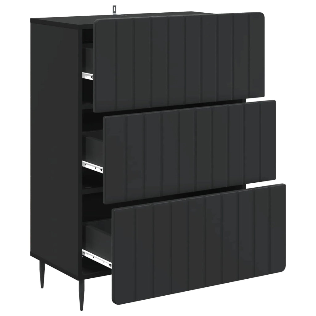 Mobile con Cassetti Nero 66 x 34,5 x 92 cm Legno ingegnerizzato