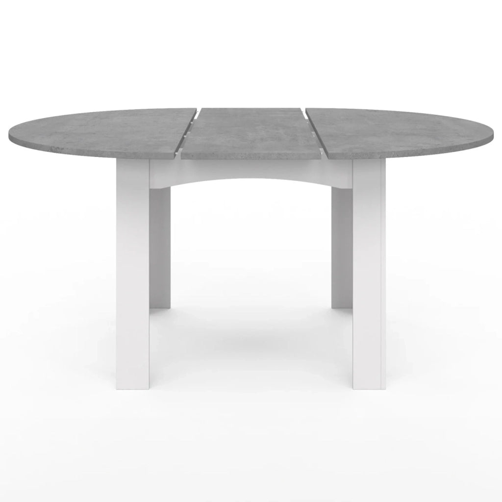 IDMarket - DONA mesa de comedor redonda extensible 4-8 personas tablero blanco efecto hormigón 110-150 cm